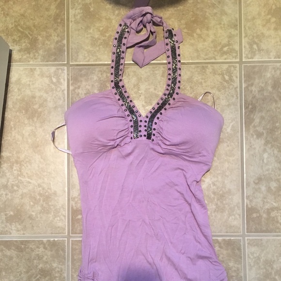GUESS beaded plunge halter top - Picture 3 of 3